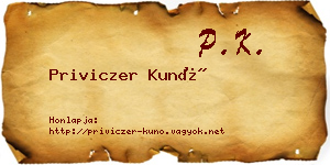 Priviczer Kunó névjegykártya